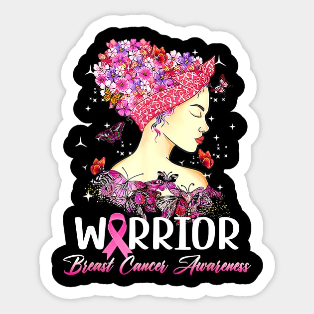 Warrior Breast Cancer Awareness Butterfly Sunflower Women Sticker by everetto